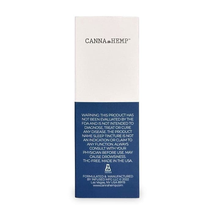 Canna Hemp Sleep Tincture (1000 mg CBD) Back of Box