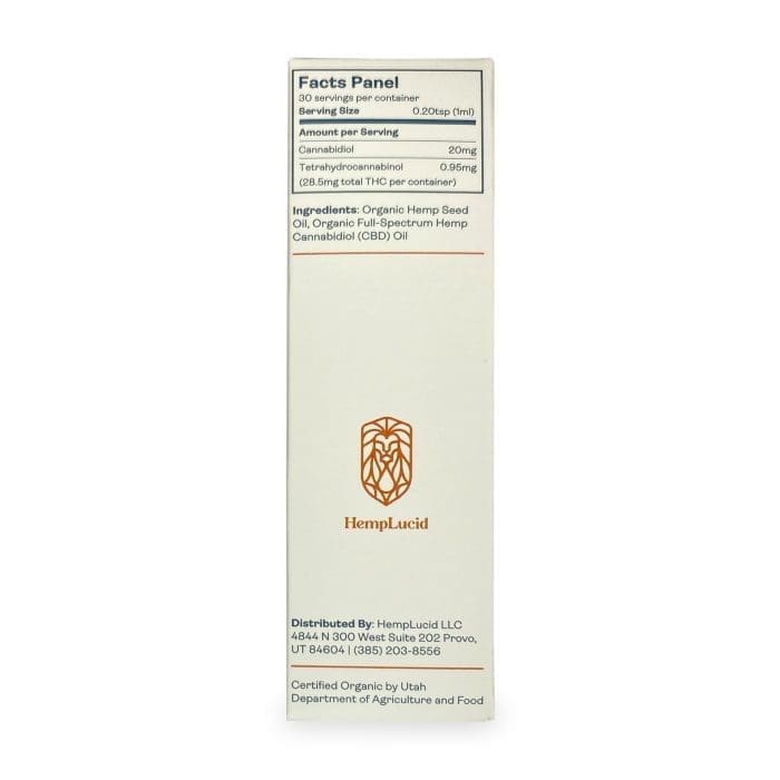 HempLucid Tincture Hemp Seed Oil (600 mg CBD) Back of Box