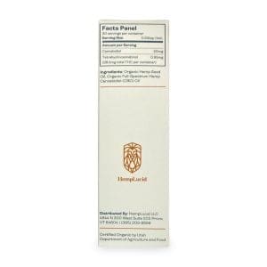 HempLucid Tincture Hemp Seed Oil (600 mg CBD) Back of Box