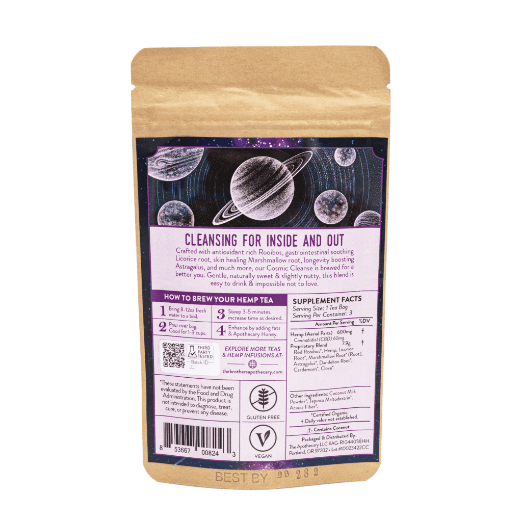 The Brothers Apothecary Cosmic Cleanse Hemp CBD Tea - Bag Back
