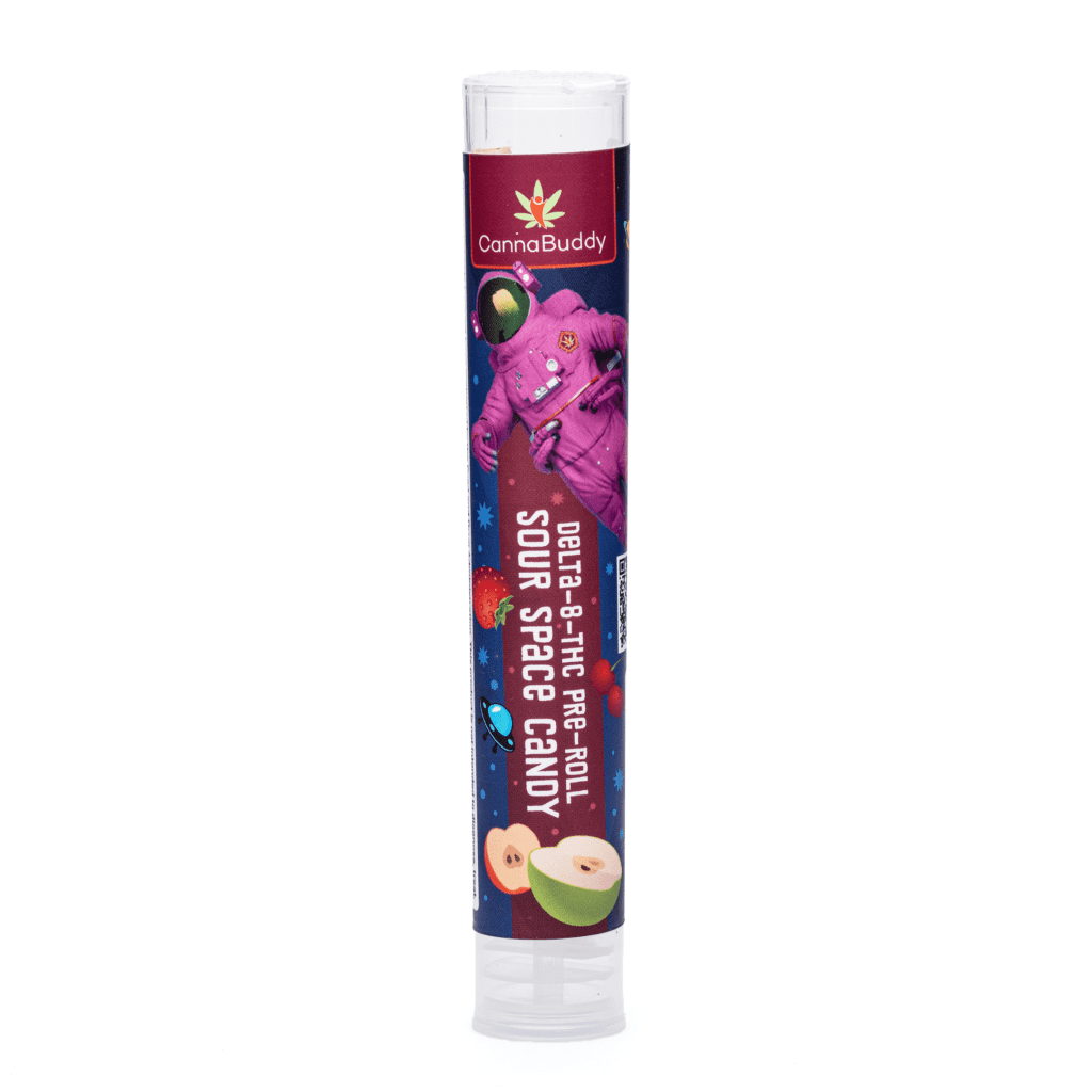 Delta 8 THC Infused Flower Pre-Roll- Sour Space Candy - Tube Front