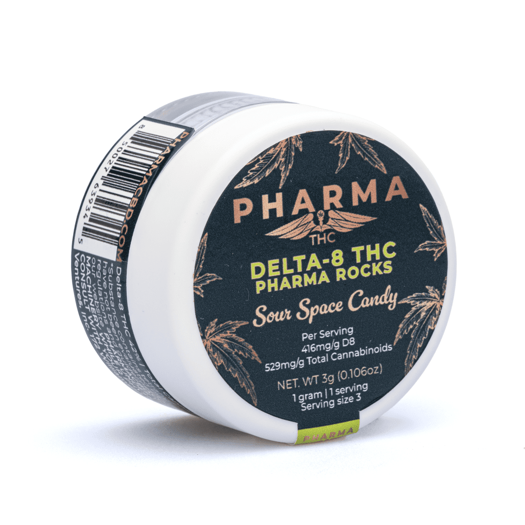 PharmaCBD Delta 8 THC Infused Flower Moonrocks - Sour Space Candy (3 grams) - Jar Front