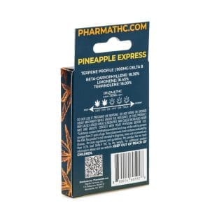 PharmaTHC Delta 8 THC Vape Cartridge - Pineapple Express - Box Back
