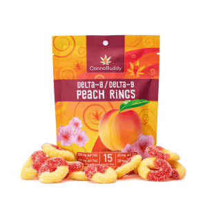 CannaBuddy Delta-8 Delta-9 Peach Rings (300 mg Total Delta-8-THC + 300 mg Total Delta-9-THC) - Combo