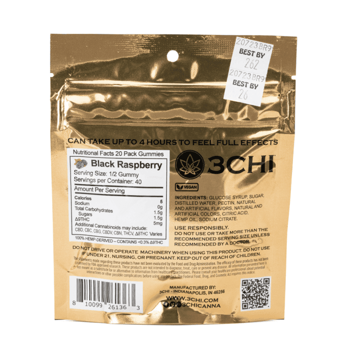 3Chi Delta 9 THC Gummies – Black Raspberry (200 mg Total) - Image 3