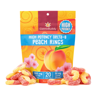 CannaBuddy High Potency Delta-8 Peach Rings (1000 mg Total Delta-8-THC) - Combo
