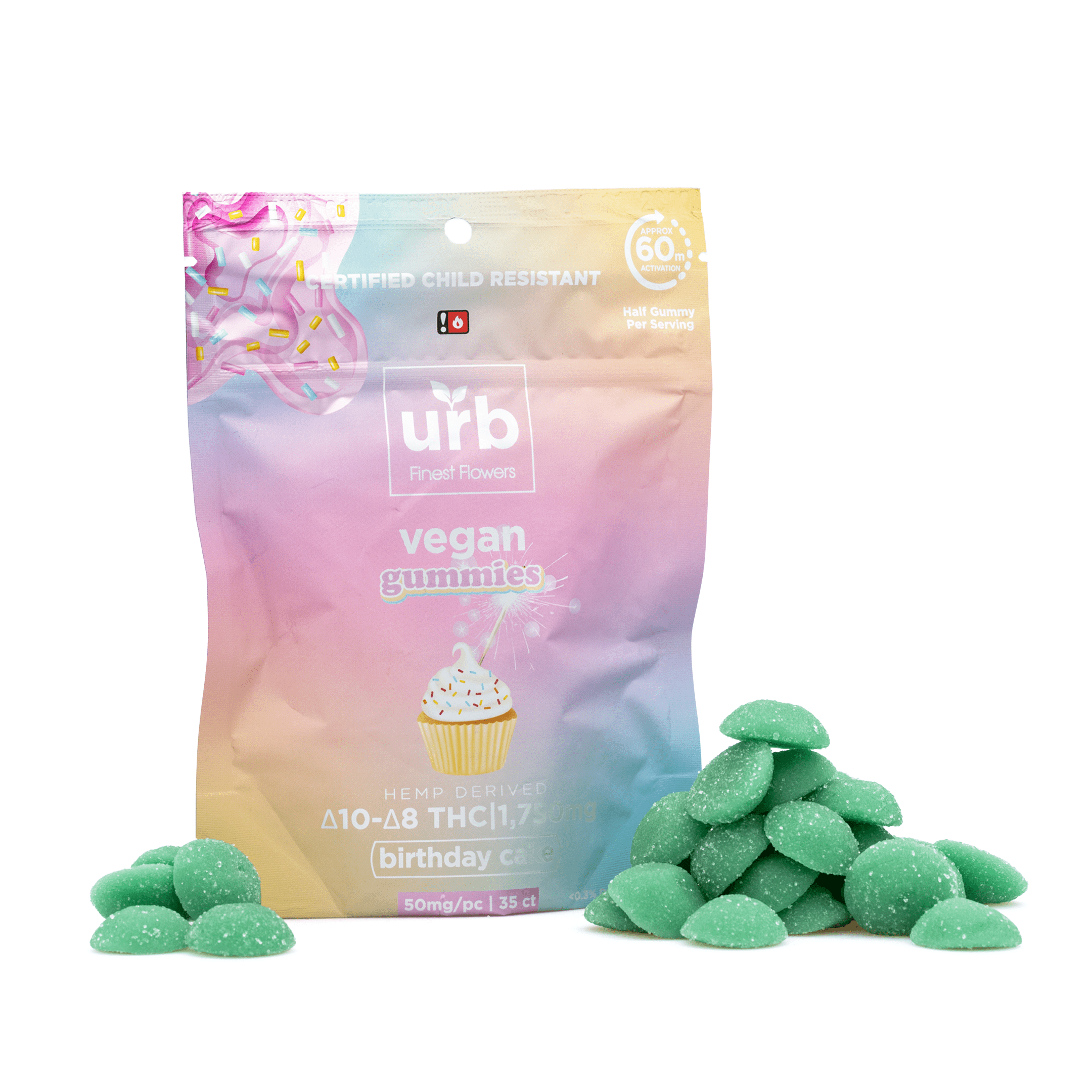 Urb Delta 8 Delta 10 Gummies - Birthday Cake (1575 mg Total Delta 8 THC + 175 mg Total Delta 10 THC) - Combo
