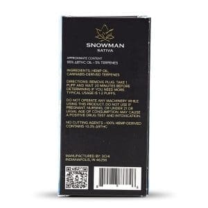 3Chi Delta-8-THC Disposable Vape Pen - Snowman Box Back