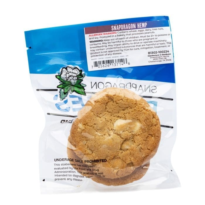 Snapdragon Delta 9 Live Resin and CBD White Chocolate Macadamia Cookies - Pack Back