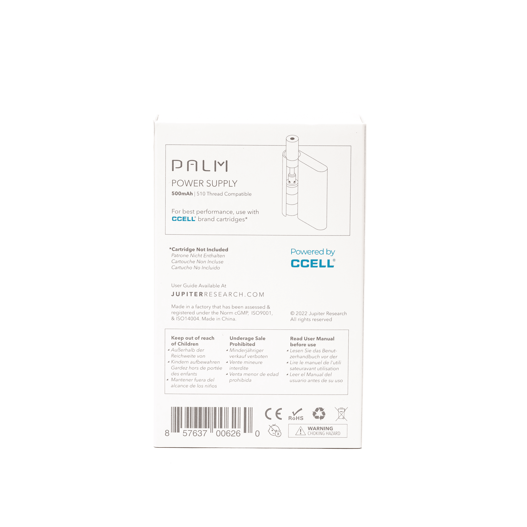 CCELL Palm Vape Battery – Black - Box Back