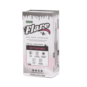 Oooze Flare Dry Herb Vaporizer - Chrome - Box Back