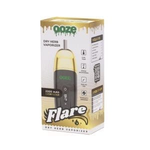 Oooze Flare Dry Herb Vaporizer - Gold - Box Front