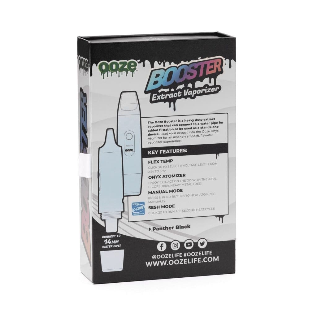 Ooze Booster Extract Vaporizer - Black - Box Back