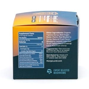 Hemplucid Sleep Mushroom Gummies – Blueberry Lemon (900 mg Total CBD + 450 mg Total CBN) - box side