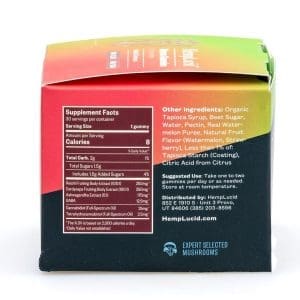 Hemplucid Stress Mushroom Gummies – Watermelon (750 mg Total CBD + 75 mg Total Delta 9 THC) - box side