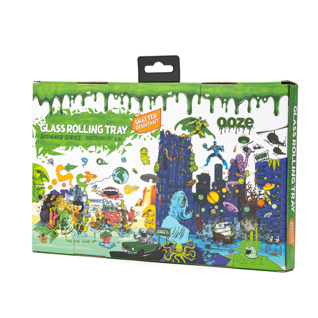 Ooze Shatter Resistant Glass Rolling Tray - Imaginarium - Box Back