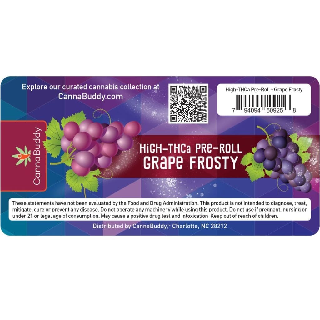 THCa Flower Pre-Roll Grape Frosty - Label