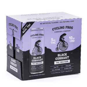 Cycling Frog THC + CBD Seltzer 6 Pack – Black Currant (30 mg Delta 9 THC + 60 mg CBD Total) - box front
