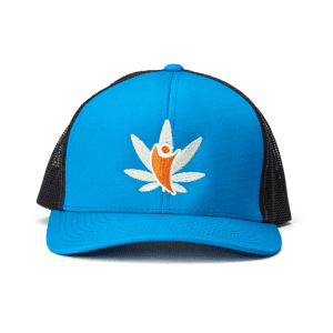 CannaBuddy Trucker Hat - Aqua and Black - Front