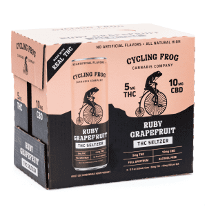 Cycling Frog THC + CBD Seltzer 6 Pack – Ruby Grapefruit (30 mg Delta 9 THC + 60 mg CBD Total) - box front