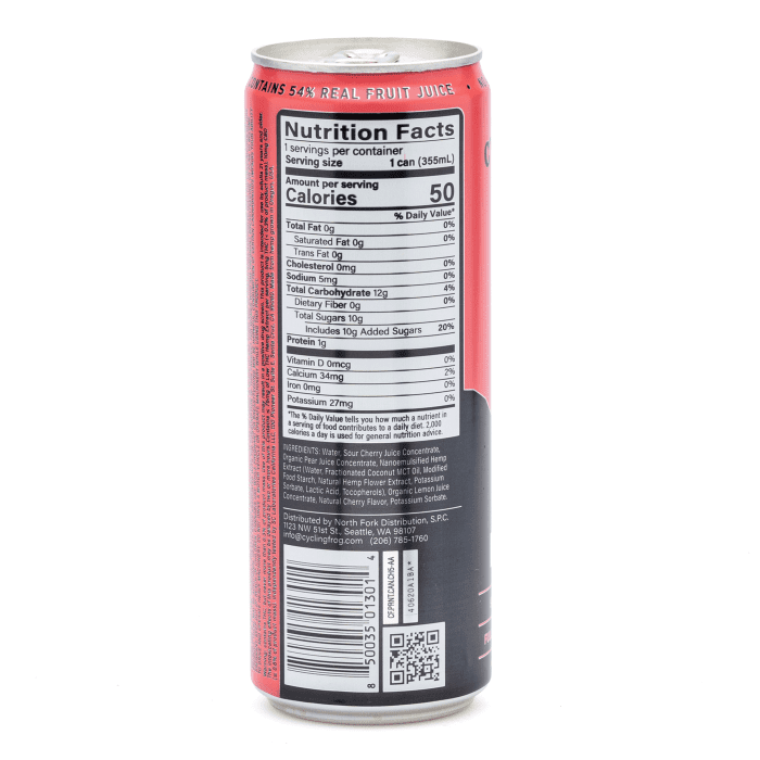 Cycling Frog THC + CBD Seltzer 6 Pack – Wild Cherry (30 mg Delta 9 THC + 60 mg CBD Total) - can back