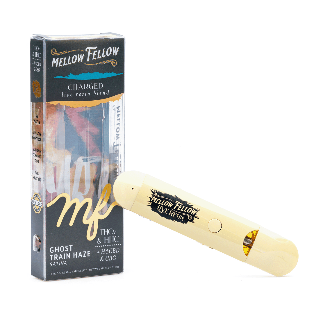 Mellow Fellow Charged Blend Live Resin Disposable Vape - Ghost Train Haze - combo