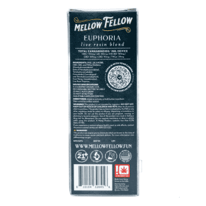 Mellow Fellow Euphoria Blend Live Resin Disposable Vape - Green Crack - box back