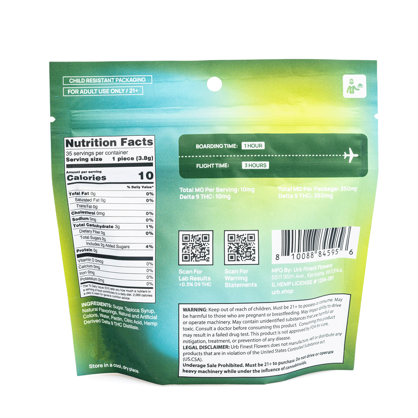 Urb Delta 9 THC Gummies – Dragonberry Lemonade (350 mg Total Delta 9 THC) - Bag Back