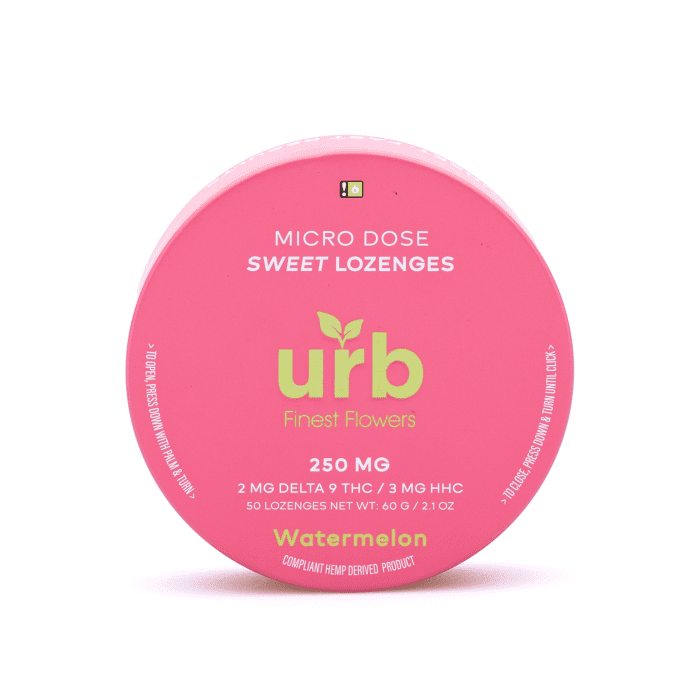 Urb Delta-9-THC HHC Lozenges - Watermelon (100 mg Delta-9-THC + 150 mg HHC Total) - Tin Front