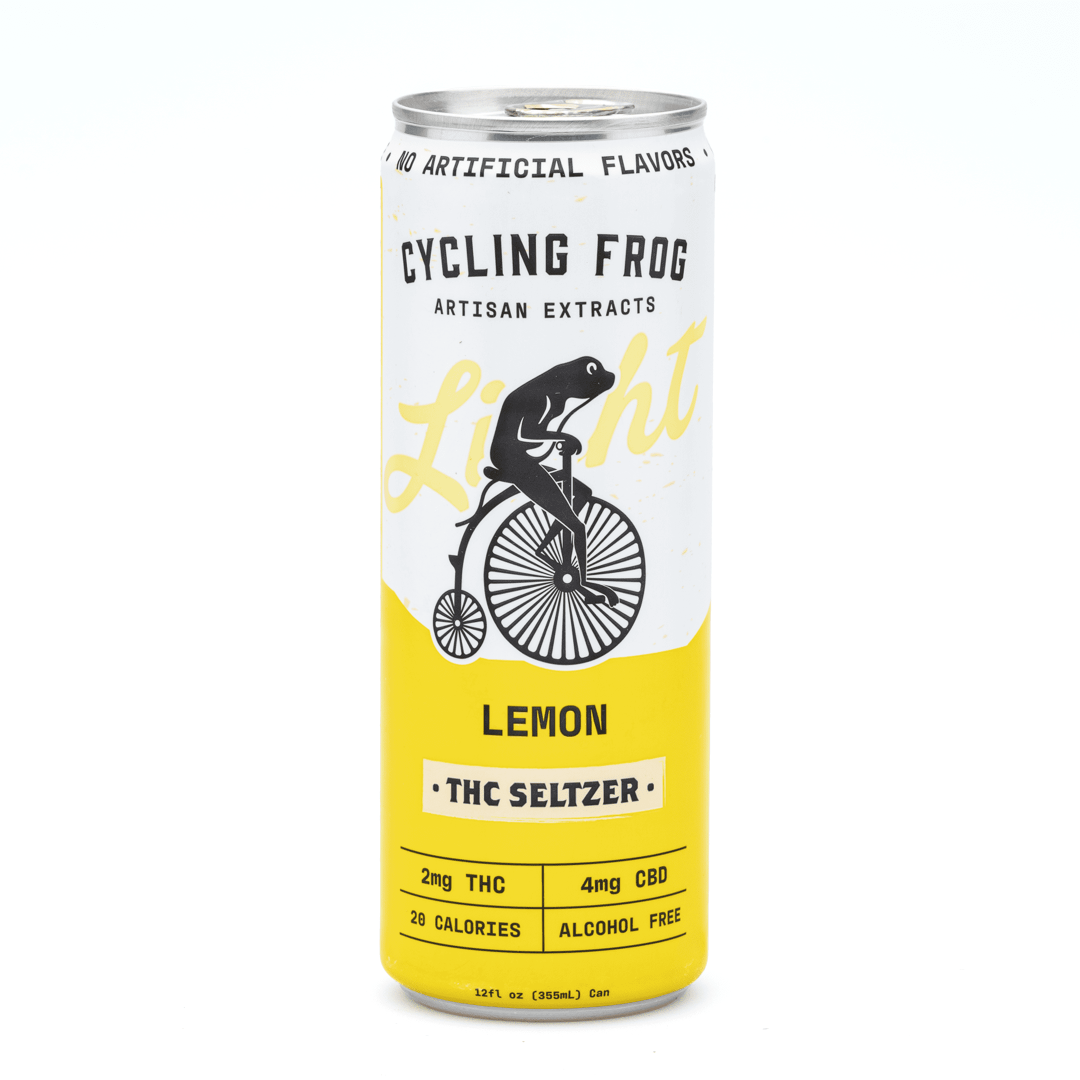 Cycling Frog THC + CBD Light Seltzer 6 Pack - Lemon (12 mg Delta 9 THC + 24 mg CBD Total) - Can Front