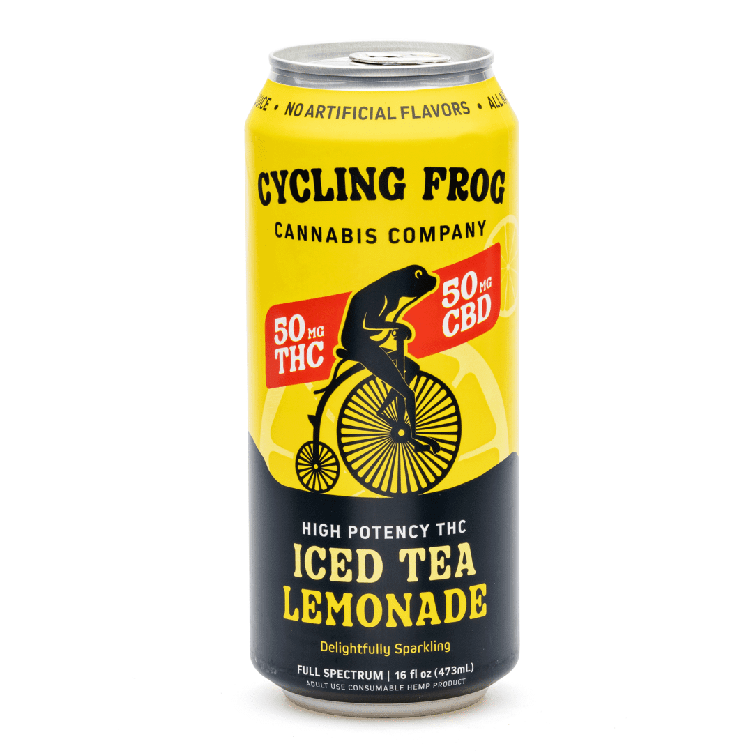 Cycling Frog High Potency THC + CBD Seltzer 4 Pack – Iced Tea Lemonade (200 mg Delta 9 THC + 200 mg CBD Total) - can front