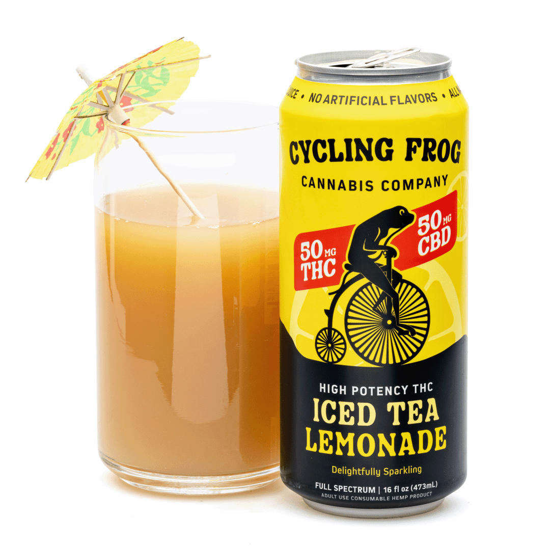 Cycling Frog High Potency THC + CBD Seltzer 4 Pack – Iced Tea Lemonade (200 mg Delta 9 THC + 200 mg CBD Total) - combo