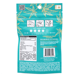 PharmaTHC Euphoria Blend Gummies - Caribbean Fruit Cocktail (2000 Total Cannabinoids) - Bag Back