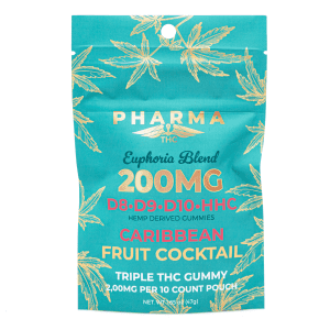 PharmaTHC Euphoria Blend Gummies - Caribbean Fruit Cocktail (2000 Total Cannabinoids) - Bag Front