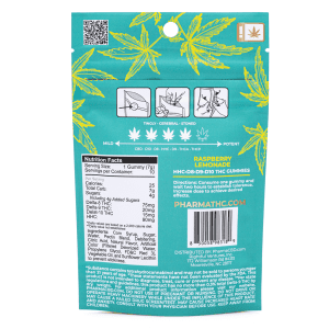 PharmaTHC Euphoria Blend Gummies - Raspberry Lemonade (2000 mg Total Cannabinoids) - Bag Back