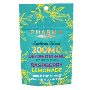 PharmaTHC Euphoria Blend Gummies - Raspberry Lemonade (2000 mg Total Cannabinoids) - Bag Front