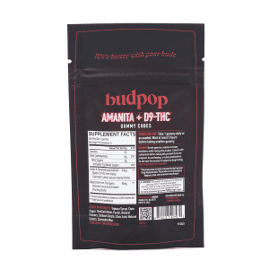 Budpop Amanita Muscaria Mushroom + Delta 9 Gummies (5 Count) - Bag Back