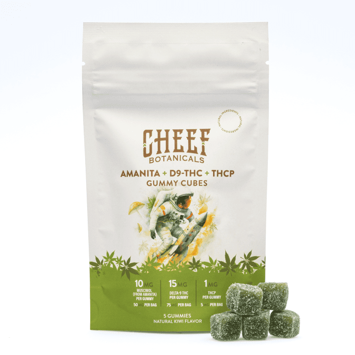 Cheef Botanicals Amanita Muscaria Mushroom + Delta 9 Gummy Cubes (5 Count) - Combo
