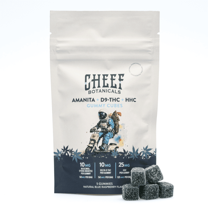 Cheef Botanicals Amanita Muscaria Mushroom + HHC + Delta 9 Gummies Cubes (5 Count) - Combo