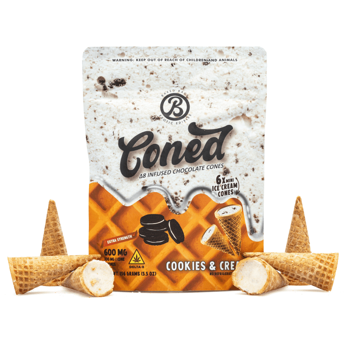 Baked Bags Delta 8 THC Coned - Cookies & Cream (600 mg Total Delta 8 THC) - Combo