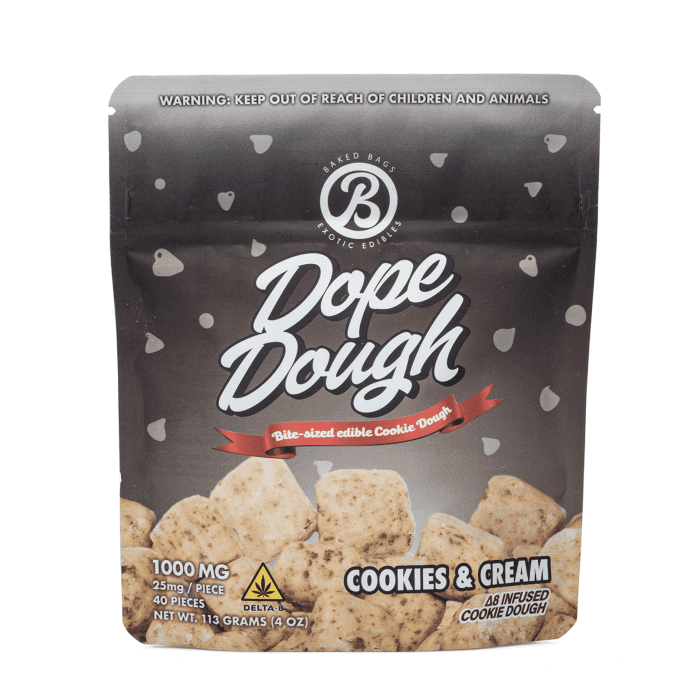 Baked Bags Delta 8 THC Dope Dough - Cookies & Cream (1000 mg Total Delta 8 THC) - Bag Front