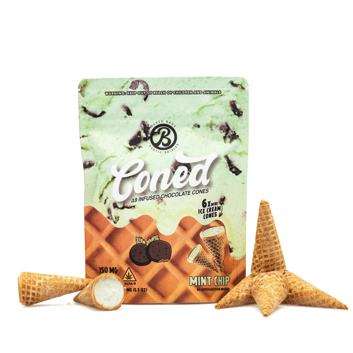 Baked Bags Delta 9 THC Coned - Mint Chip (150 mg Total Delta 9 THC) - Combo