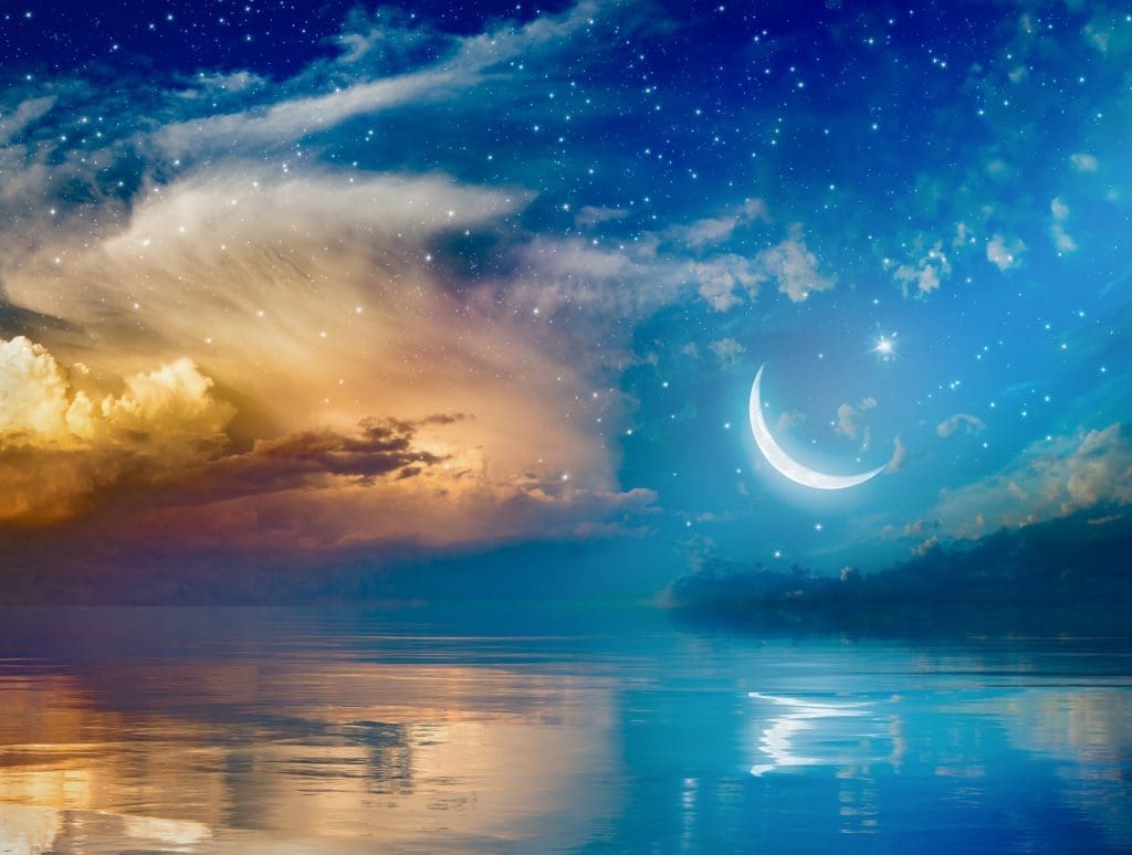 moon rising over a blue night