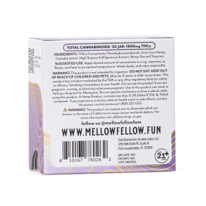 Mellow Fellow THCa Budder - Reba Jam (2 Gram) - Box Back