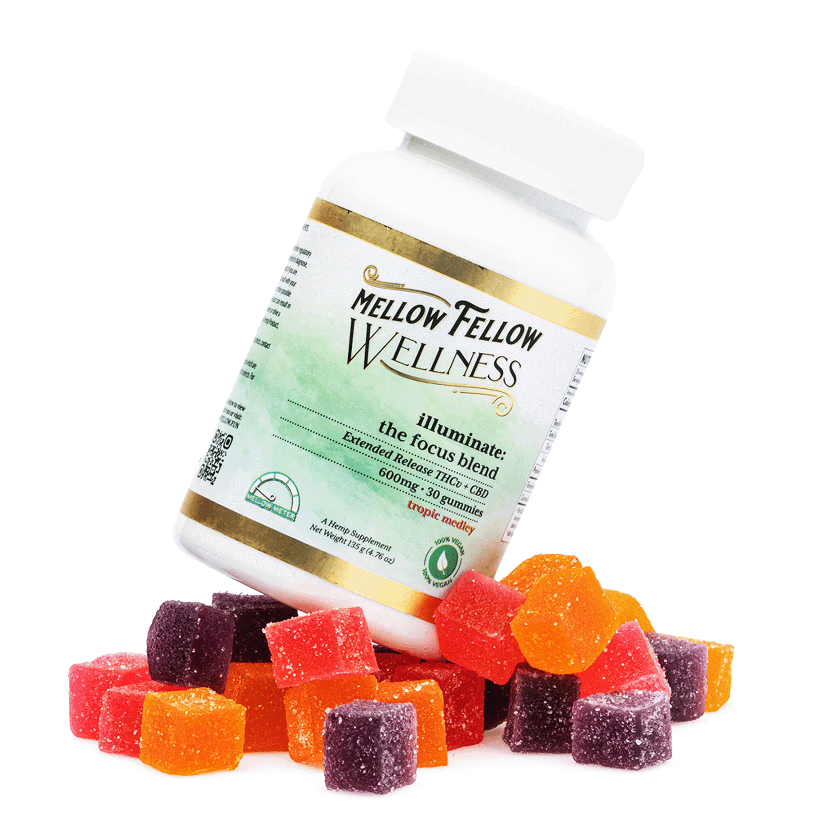 Mellow Fellow Wellness Gummies - Focus Blend - Tropic Medley (600 mg Total Cannabinoids) - Combo