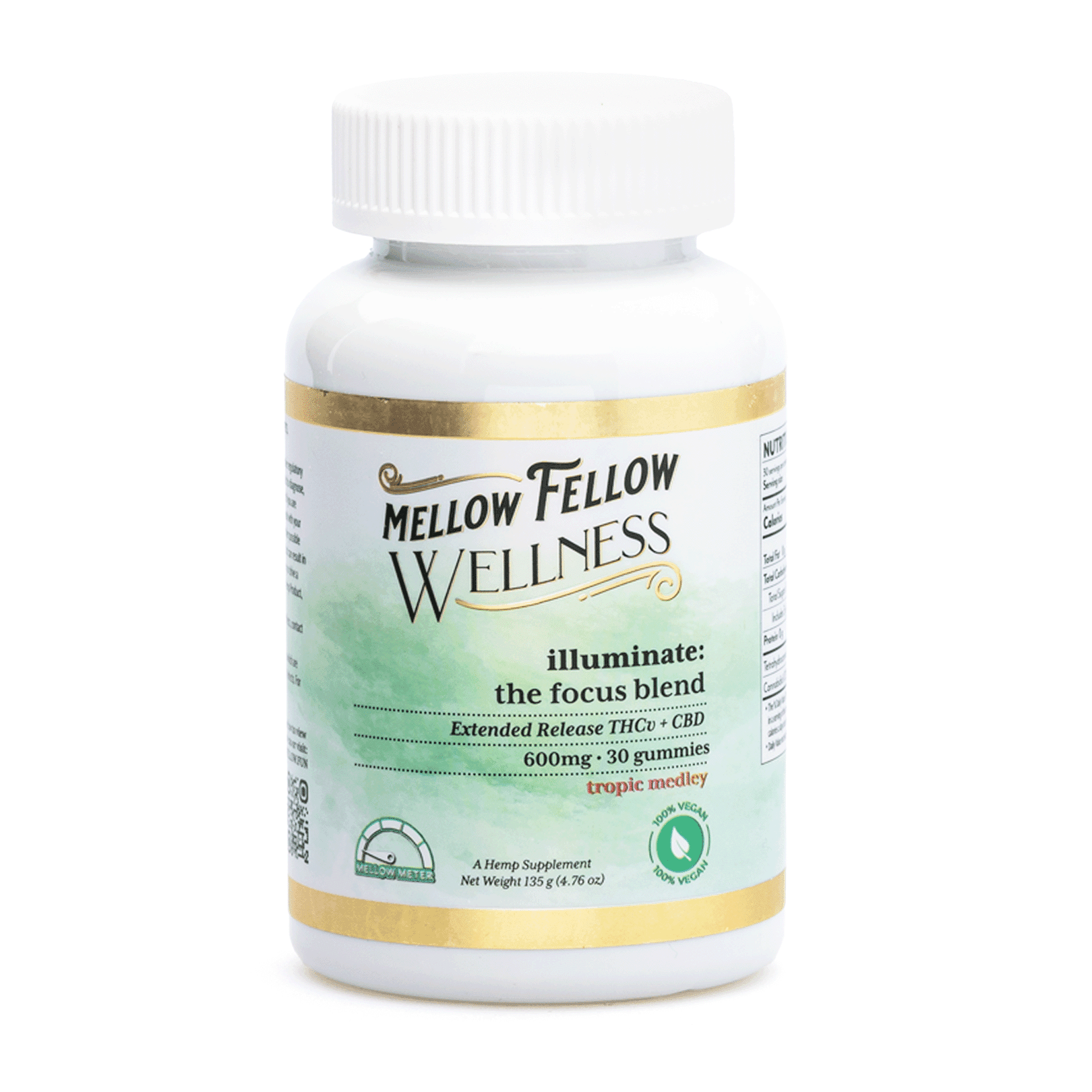 Mellow Fellow Wellness Gummies - Focus Blend - Tropic Medley (600 mg Total Cannabinoids) - Jar Front