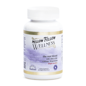Mellow Fellow Wellness Gummies - Rest Blend - Tropic Medley (1500 mg Total Cannabinoids) - Jar Front