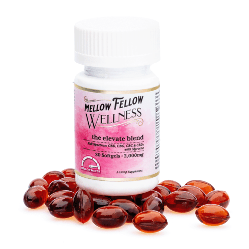 Mellow Fellow Wellness Softgel Capsules - Happy Blend (2000 mg Total Cannabinoids) - Combo