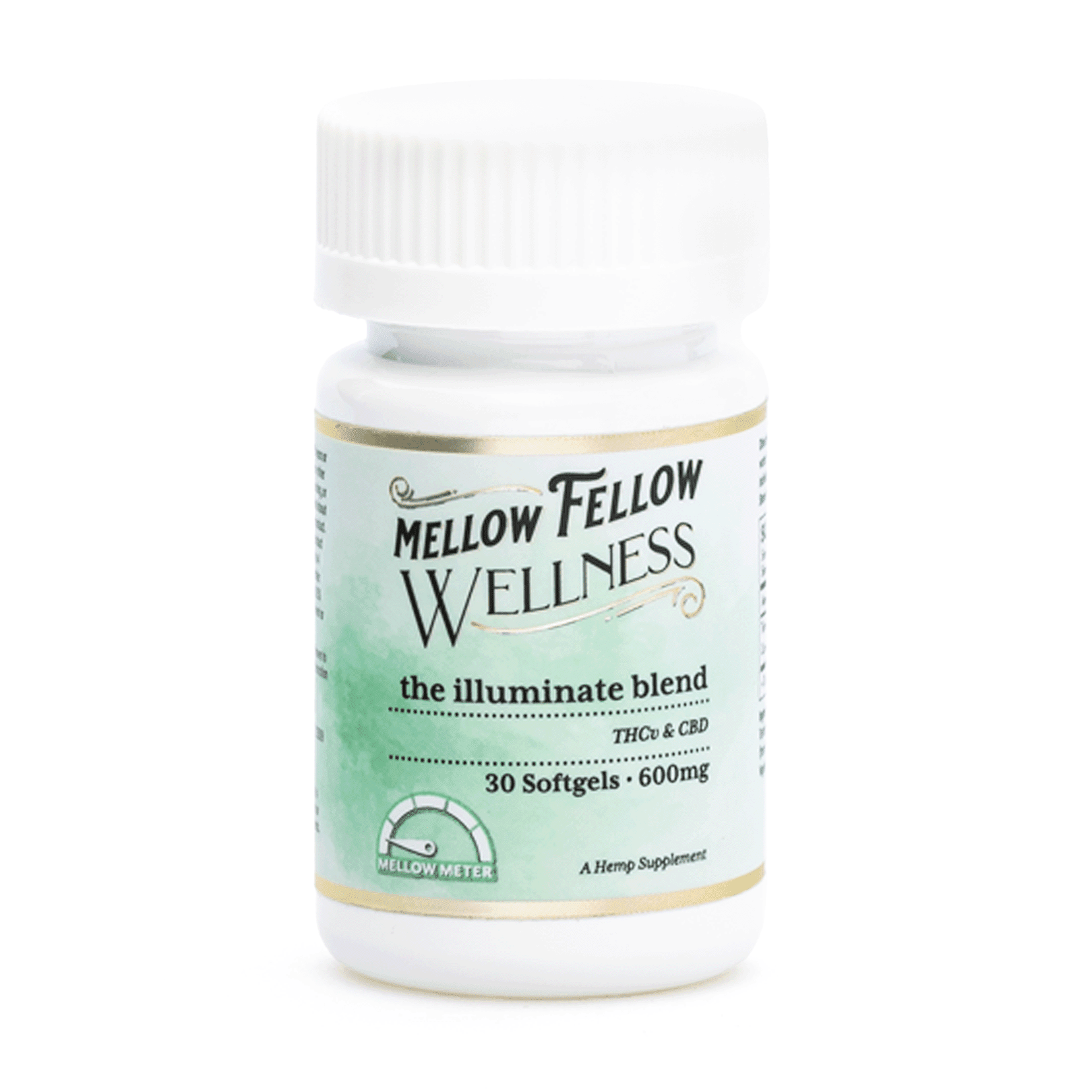 Mellow Fellow Wellness Softgel Capsules - Focus Blend (600 mg Total Cannabinoids) - Jar Front