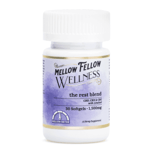 Mellow Fellow Wellness Softgel Capsules - Rest Blend (1500 mg Total Cannabinoids) - Bottle Front